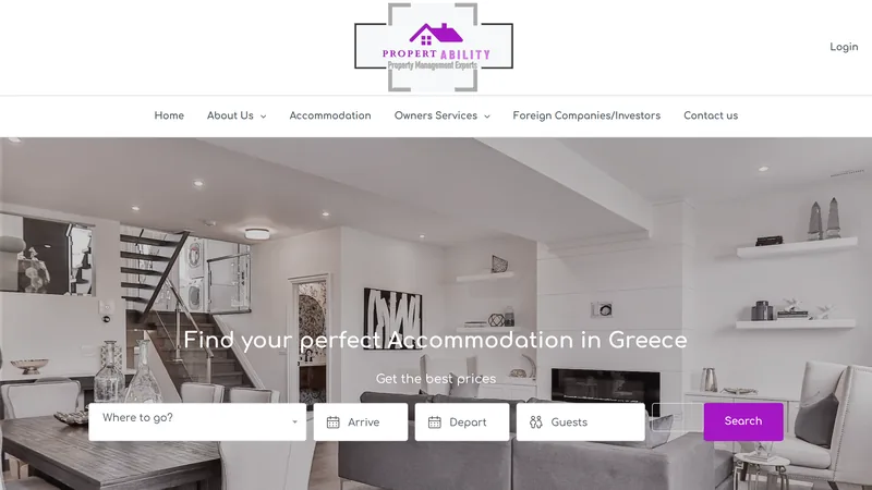 Στιγμιότυπο της αρχικής σελίδας του propertability.com